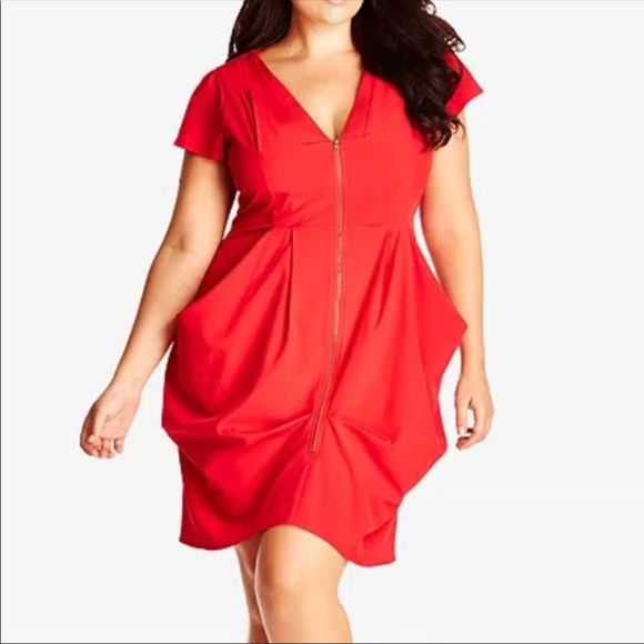 City Chic Zip Front Print Tunic Dress XL/22 - Picture 2 of 8